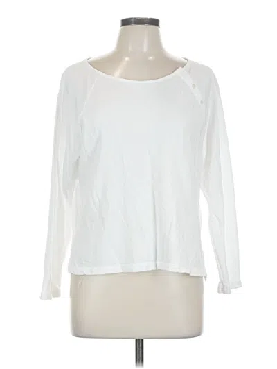 Pre-owned James Perse Long Sleeve Top White Scoop Neck Tops