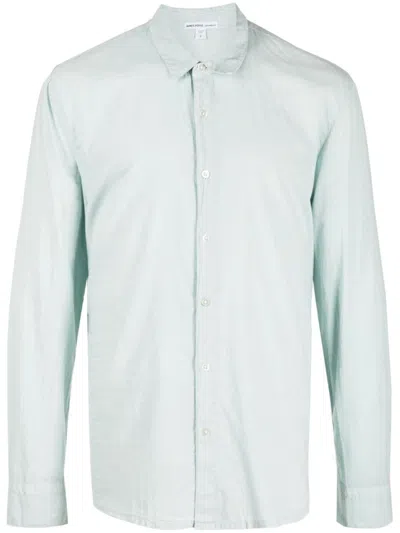 James Perse Long-sleeved Cotton Shirt In Blue