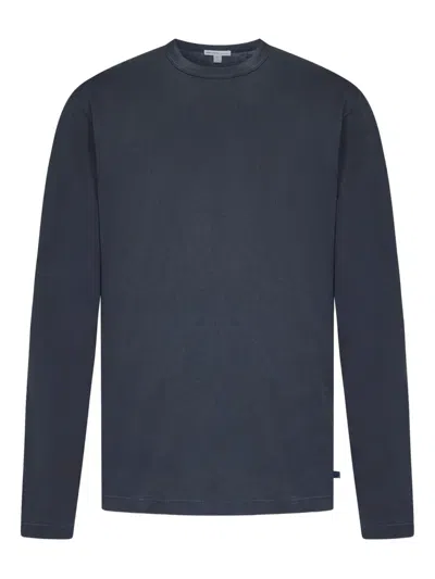 James Perse Long-sleeved Crew-neck T-shirt In Blue