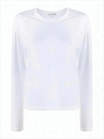 James Perse Long-sleeved Crew Neck Top With Design In White