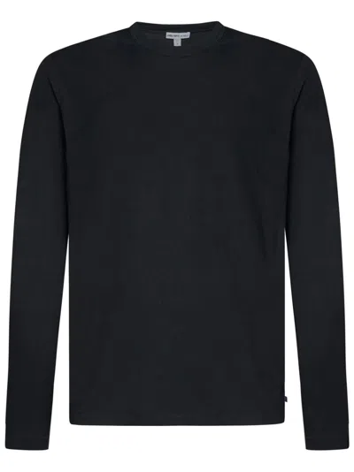 James Perse Long-sleeved Grey T-shirt With Crew Neckline In Carbon