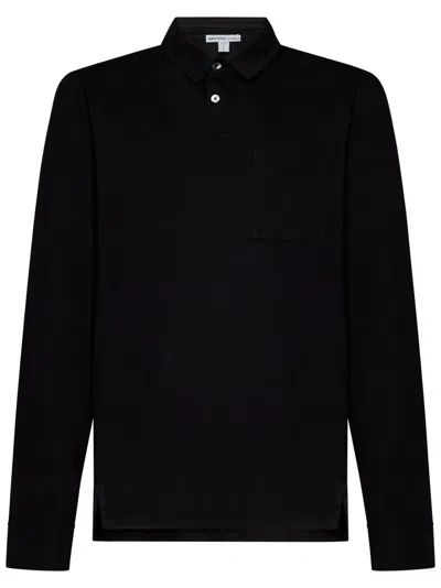 James Perse Long-sleeved Polo Shirt In Black