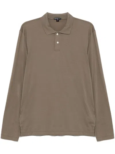 James Perse Long-sleeved Polo Shirt In Brown