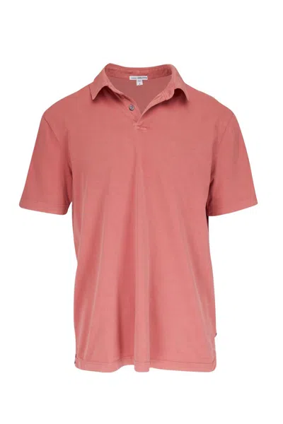 James Perse Men's Sueded Jersey Polo Shirt In Strawberry In Pink
