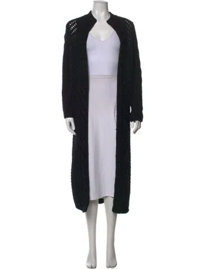 Pre-owned James Perse Merino Wool Open Front Sweater In Black
