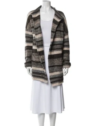 Pre-owned James Perse Merino Wool Striped Sweater In White