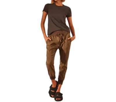 James Perse Mixed Media Pants In Army Green In Brown