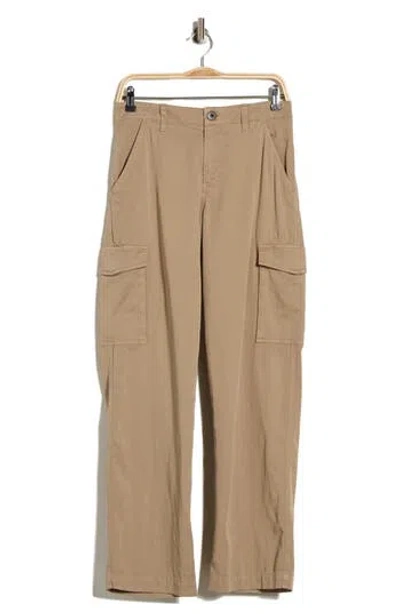 James Perse Mixed Media Wide Leg Cargo Pants In Brown