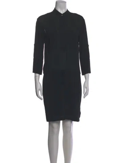 Pre-owned James Perse Mock Neck Knee-length Dress In Black