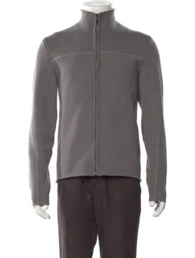 Pre-owned James Perse Mock Neck Long Sleeve Cardigan In Gray