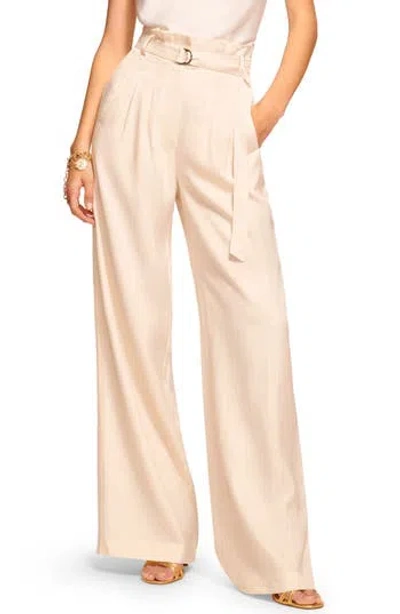 James Perse Natasha Belted Paperbag Waist Wide Leg Pants In Light Sandstone Lurex Stripe