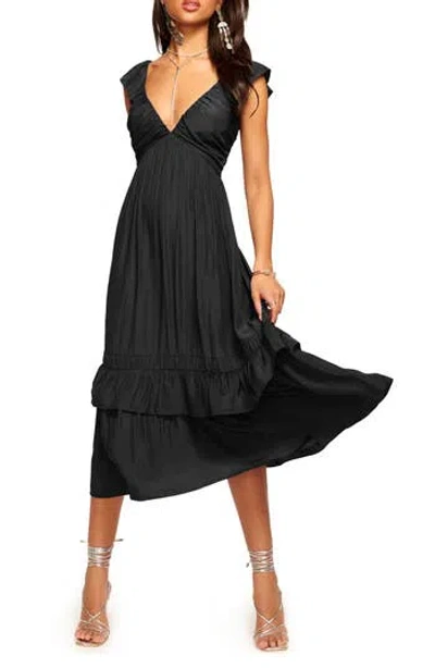 James Perse Nelly Tiered Hem Dress In Black