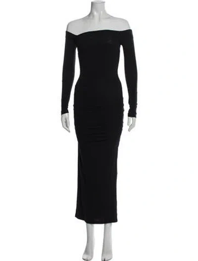 Pre-owned James Perse Off-the-shoulder Long Dress In Blue