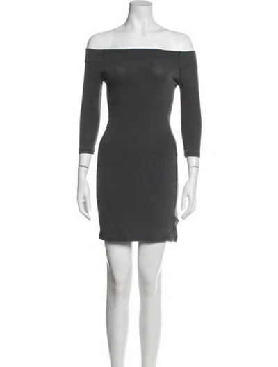 Pre-owned James Perse Off-the-shoulder Mini Dress In Gray