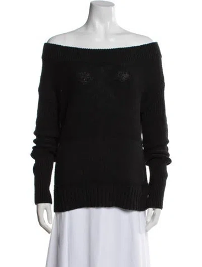 Pre-owned James Perse Off-the-shoulder Sweater In Black