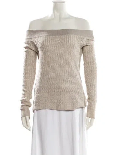 Pre-owned James Perse Off-the-shoulder Sweater In Neutral