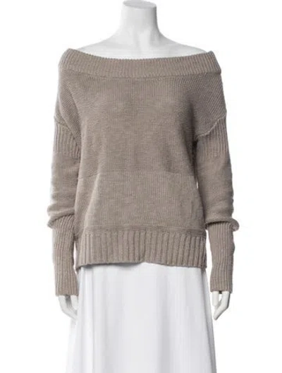Pre-owned James Perse Off-the-shoulder Sweater In Neutral