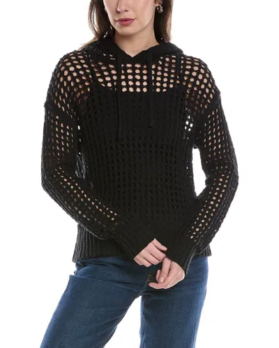 James Perse Open Linen-blend Hoodie In Black
