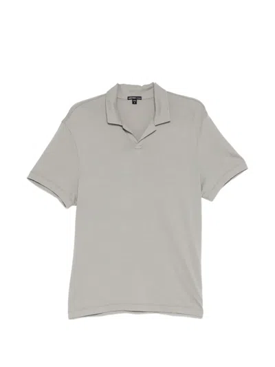 James Perse Open-collar Short-sleeve Polo In Gray