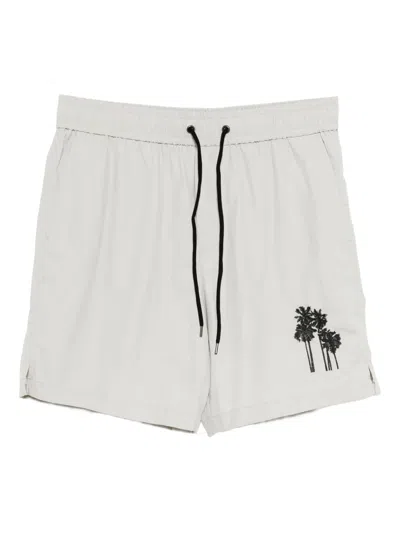 James Perse Palm-embroidered Deck Shorts In White