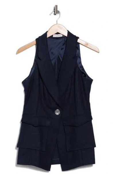 James Perse Paloma Exposed Seam Vest In Spring Navy