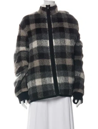 Pre-owned James Perse Plaid Print Coat In Black