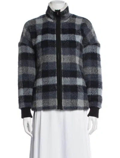 Pre-owned James Perse Plaid Print Jacket In Blue