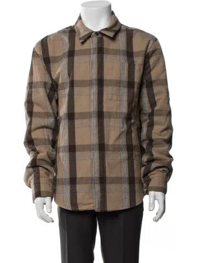Pre-owned James Perse Plaid Print Jacket In Brown
