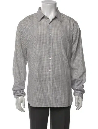 Pre-owned James Perse Plaid Print Long Sleeve Shirt In Black
