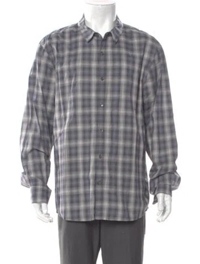 Pre-owned James Perse Plaid Print Long Sleeve Shirt In Blue