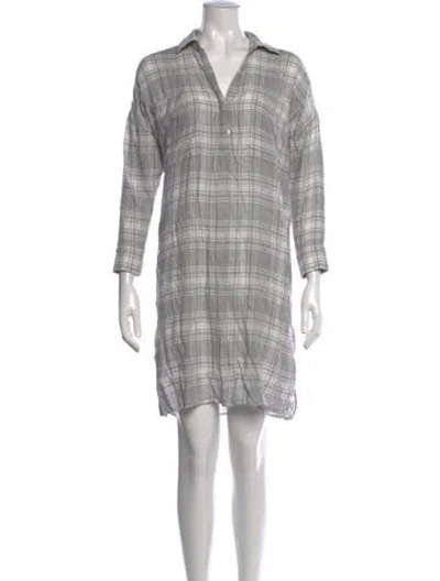 Pre-owned James Perse Plaid Print Mini Dress In Grey