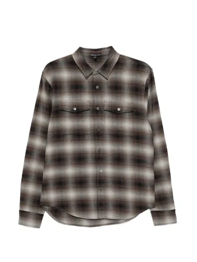 James Perse Plaided Flannel Shirt In Gray