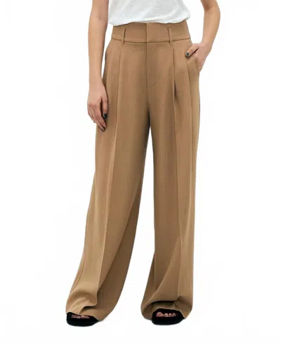 James Perse Pleated High Waisted Trouser In Soft Beige In Brown
