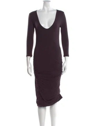 Pre-owned James Perse Plunge Neckline Midi Length Dress In Purple