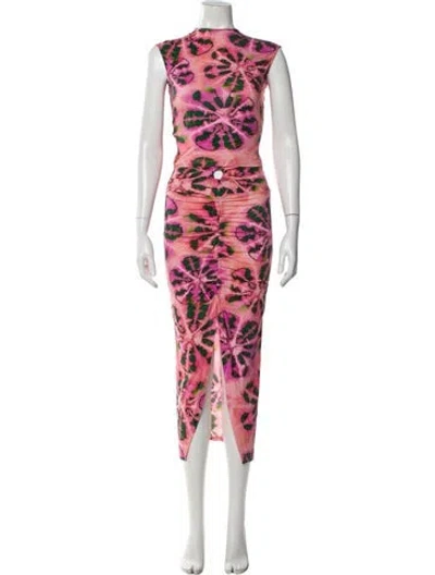 Pre-owned James Perse Printed Cutout Accent Skirt Set In Pink