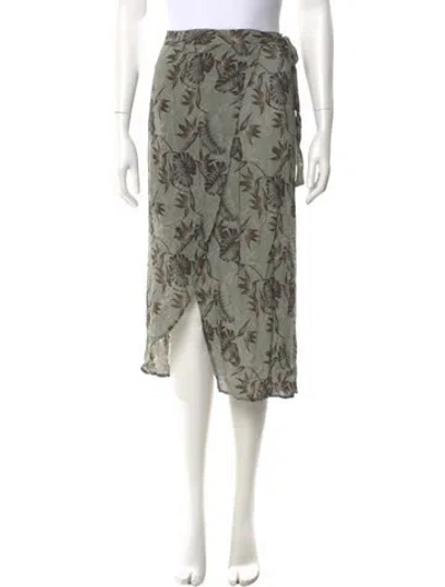 Pre-owned James Perse Printed Midi Length Skirt In Green