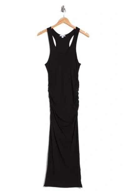 James Perse Racerback Ruched Midi Dress In Black
