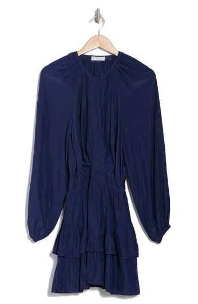 James Perse Ramona Long Sleeve Minidress In Spring Navy