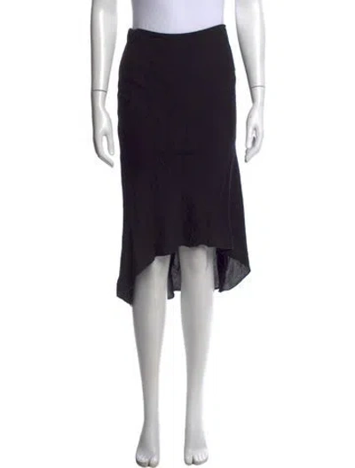 Pre-owned James Perse Raw-edge Trim Midi Length Skirt In Black
