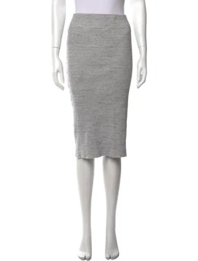 Pre-owned James Perse Raw-edge Trim Midi Length Skirt In Grey