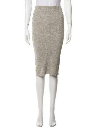 Pre-owned James Perse Raw-edge Trim Midi Length Skirt In Neutrals