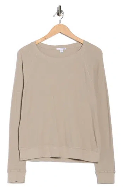 James Perse Relaxed Raglan Sleeve Cotton Pullover In Brown
