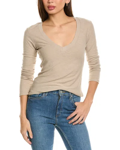 James Perse Relaxed V-neck T-shirt In Beige
