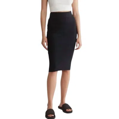 James Perse Rib Midi Pencil Skirt In Black In Blue