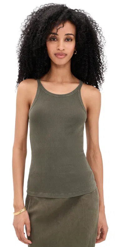 James Perse Ribbed Stretch-supima Cotton Tank In Green