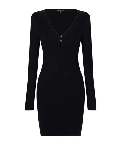 James Perse Ribbed Cotton And Cashmere-blend Mini Dress In Black