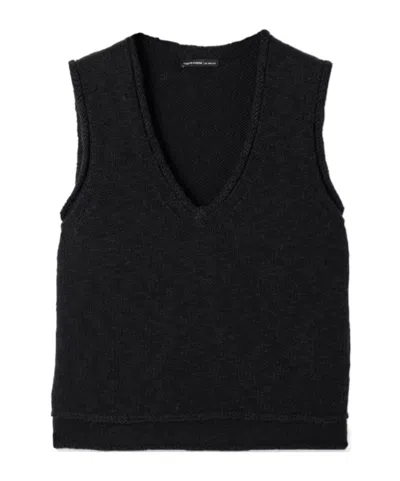 James Perse Ribbed Cotton And Linen-blend Tank In Black
