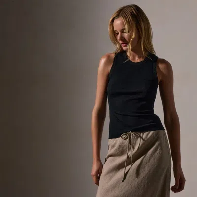 James Perse Ribbed Cotton-cashmere Tank Top In Black