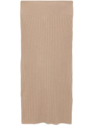 James Perse Ribbed Pencil Skirt In Neutrals