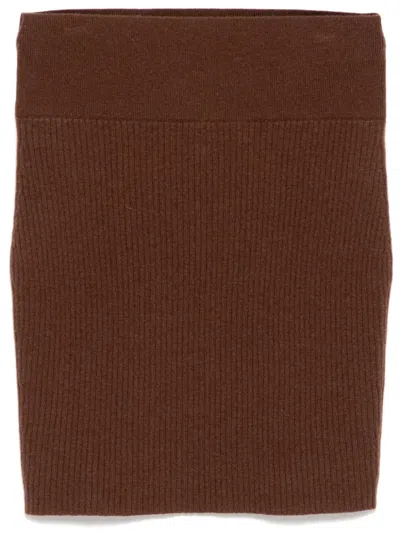 James Perse Ribbed Skirt In Brown